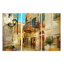 Conjunto com 3 Quadros Decorativos Vila Colorido