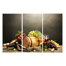 Conjunto com 3 Quadros Decorativos Vinho Colorido