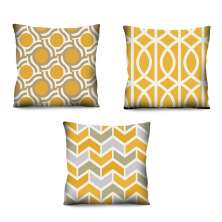 Kit com 3 Almofadas Estampadas Amarelo 42x42 cm