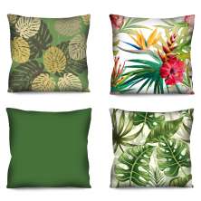 Kit com 4 Almofadas Folhagens Verde 42x42 cm
