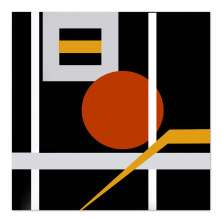 Quadro Abstrato Bola Uniart Preto & Vermelho 30x30cm