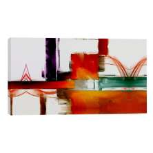 Quadro Abstrato Quadrados Vermelho 55x100cm