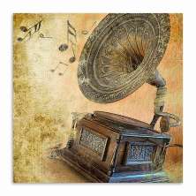 Quadro Gramofone Uniart Marrom 30x30 cm
