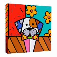 Quadro Impressão Digital Cachorro Pop-Art Colorido 30x30cm Uniart