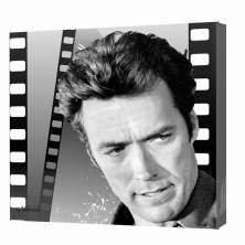 Quadro Impressão Digital Clint Eastwood Preto e Branco 30x30cm Uniart