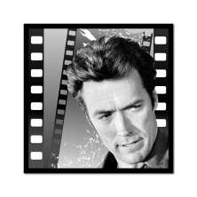 Quadro Impressão Digital Clint Eastwood Preto e Branco 45x45 Uniart