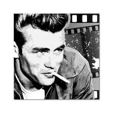 Quadro Impressão Digital James Dean Preto e Branco 45x45 Uniart