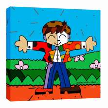 Quadro Impressão Digital Menino Pop-Art Colorido 30x30cm Uniart
