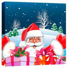Quadro Impressão Digital Papai Noel Vermelho 30x30cm Uniart