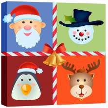 Quadro Impressão Digital Personagens Natal Colorido 30x30cm Uniart