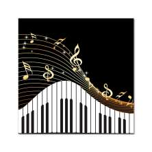 Quadro Impressão Digital Piano Preto e Branco 45x45 Uniart