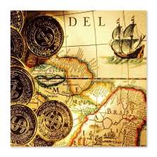 Quadro Mapa Antigo Uniart Marrom 45x45cm