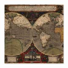 Quadro Mapa Mundi Uniart Marrom 45x45cm