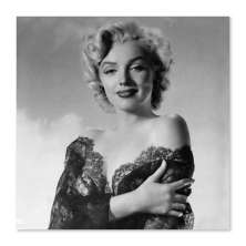 Quadro Marilyn Vestido de Renda Uniart Preto & Branco 45x45cm
