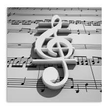 Quadro Nota Musical Uniart Branco 45x45cm