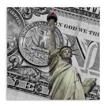 Quadro Nova York Dólar Uniart Cinza 30x30cm