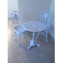 Conjunto de Mesa Para Jardim Chinês Com Mesa Pé Central e 2 Cadeiras em Alumínio Fundido Unifer Móveis