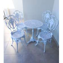 Conjunto de Mesa Para Jardim Chinês Com Mesa Pé Central e 4 Cadeiras em Alumínio Fundido Unifer Móveis