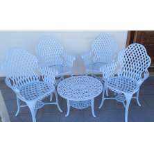Conjunto de Mesa Para Jardim Copacabana Com Mesa Baixa em Alumínio Fundido Unifer Móveis
