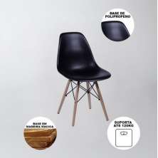 Cadeira Charles Eames Wood Dkr Eiffel Abs Preta