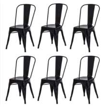 Conjunto 6 Cadeiras Tolix Iron - Design - Preta - FOSCO