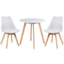 Conjunto Mesa Jantar Leda 80cm Branca + 2 Cadeiras Leda - Brancas