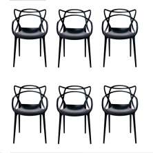 Conjunto com 6 Cadeiras Allegra Preta Polipropileno Salna