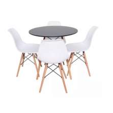 Conjunto de Jantar Mesa Eiffel 80cm Preta + 4 Cadeiras Eiffel DKR Brancas