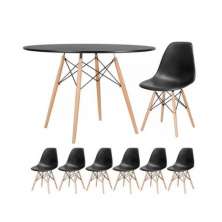 Conjunto de Mesa Redonda Eames 100cm Preto + 6 Cadeiras Eiffel Dsw Preto