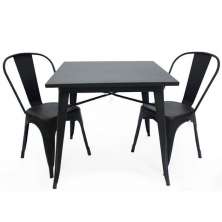Conjunto mesa Tolix 80 cm + 2 cadeiras Tolix - Preto