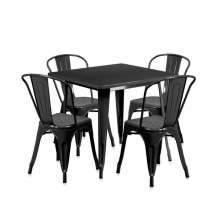 Conjunto mesa Tolix 80 cm + 4 cadeiras Tolix - Preto