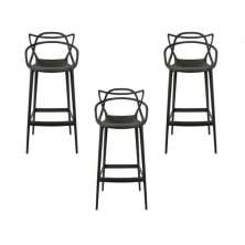 Kit - 3 X Banquetas Médias Masters Allegra - 66 Cm - Preto