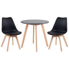 Kit - Mesa De Jantar Leda 90 Cm Preto + 2 Cadeiras Estofadas Leda Preto