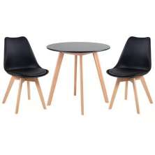 Kit - Mesa Redonda 80 Cm Preto + 2 Cadeiras Leda