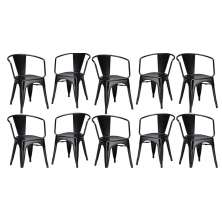 Kit 10 Cadeiras Iron Tolix Francesinha Industrial com Apoio de Braços Pretas