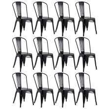 Kit 12 Cadeiras Iron Tolix - Preto - FOSCO