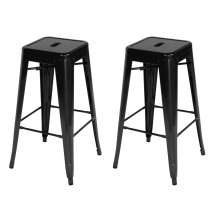 Kit 2 Banquetas Tolix Iron Aço Carbono Industrial - Preto - FOSCO