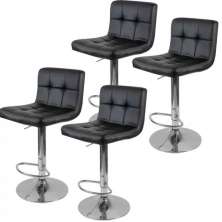 Kit 4 Banquetas Alta Cozinha Bar Balcão Bancada Americana Giratória Gomos PU - PRETA
