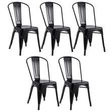 Kit 5 Cadeiras Iron Tolix - Preto FOSCO