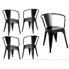 Kit 5 Cadeiras Iron Tolix Francesinha Industrial com Apoio de Braços Pretas