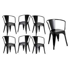 Kit 7 Cadeiras Iron Tolix Francesinha Industrial com Apoio de Braços Pretas