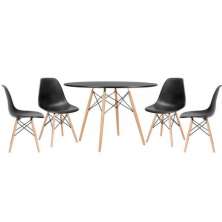 Kit Mesa Jantar Eiffel 100cm Preta + 4 Cadeiras Charles Eames - Preta
