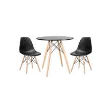 Kit Mesa Jantar Eiffel 80cm Preta + 2 Cadeiras Eames Eiffel