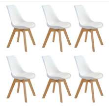 Kit c/ 6 cadeiras Leda – Charles Eames, Saarinen Wood com almofada Branca