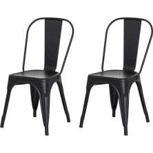 Kit com 2 Cadeira Tolix Iron Aço Carbono Industrial  - Preto - FOSCO