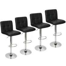 Kit com 4 Banquetas Gomos Confort , Giratoria, com Regulagem de Altura Preta