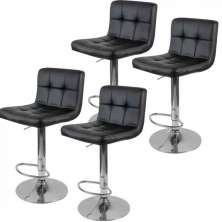 Kit com 4 Banquetas Gomos Confort , Giratoria, com Regulagem de Altura Preta