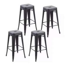 Kit com 4 Banquetas Tolix Iron Aço Carbono Industrial  - Preto - FOSCO