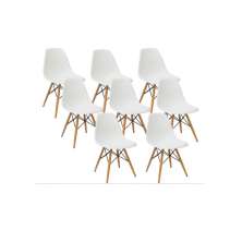 Kit com 8 Cadeiras Charles Eames DSW Branca -  Base Madeira