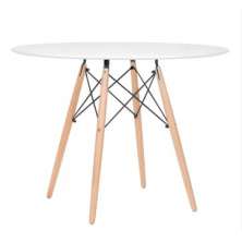 Mesa De Jantar Redonda  Eames Eiffel Wood 80cm Branca